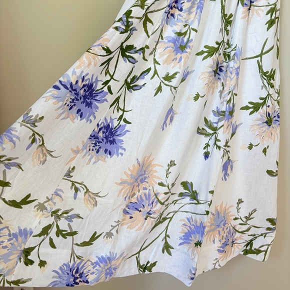 NEW Reformation Janu Midi Linen Dress Serenity White Blue Floral | US 0 / UK 4 - Picture 9 of 16